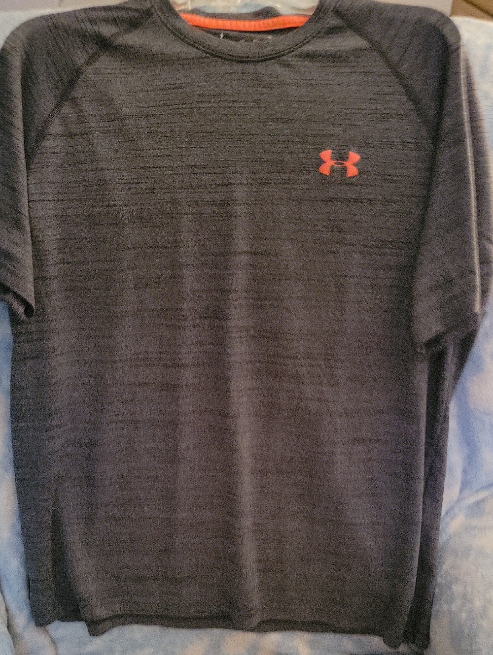 Under Armour Men’s Black Heather Performance T-Shirt with Orange Logo